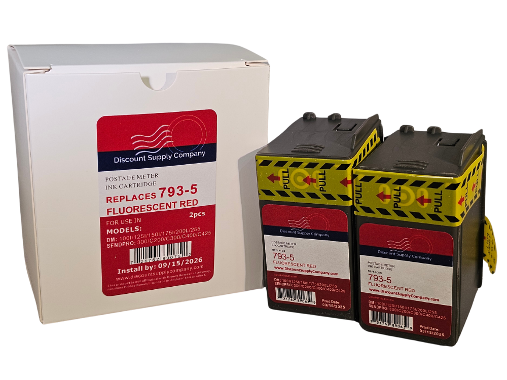Pitney Bowes 2-Pack Compatible 793-5 Red Ink Cartridge for P700, DM100i, DM125i, DM150i, DM175i, DM200L, DM225 Postage Meters