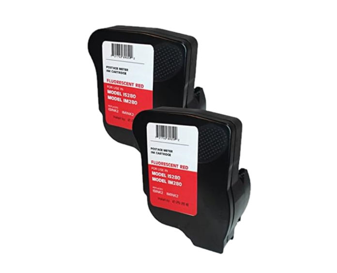 Discount Supply Company 2-Pack Neopost Compatible ISINK2~90 Day Warranty~ Fluorescent Red Ink Cartridge for Neopost IS280 and Hasler IM280 Postage Meters