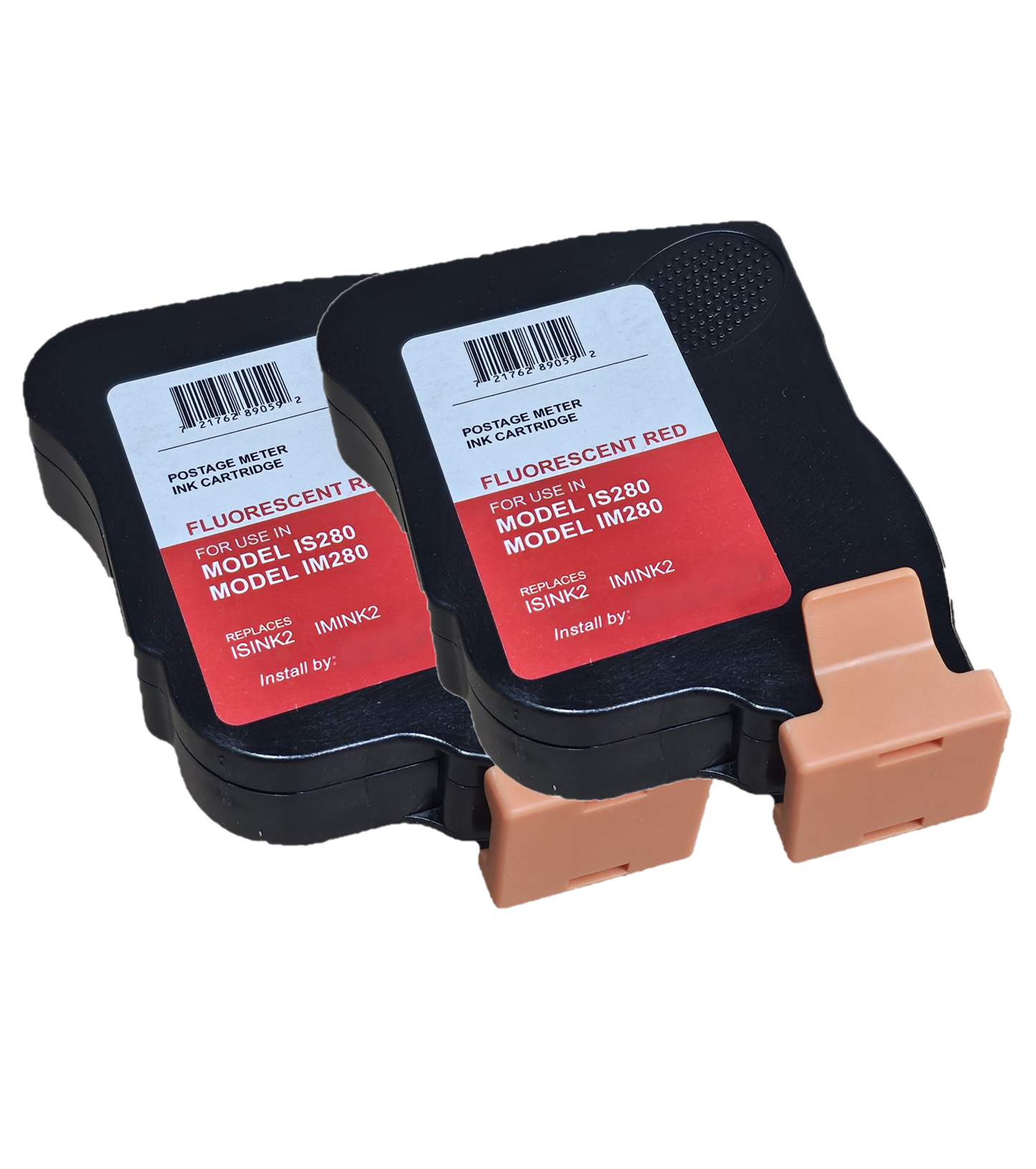 Discount Supply Company 2-Pack Neopost Compatible ISINK2~90 Day Warranty~ Fluorescent Red Ink Cartridge for Neopost IS280 and Hasler IM280 Postage Meters