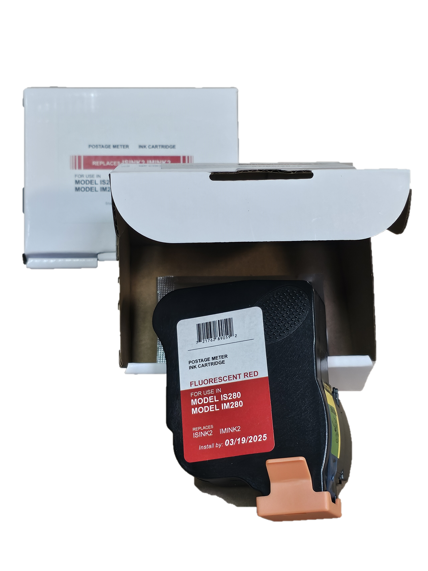 Discount Supply Company 2-Pack Neopost Compatible ISINK2~90 Day Warranty~ Fluorescent Red Ink Cartridge for Neopost IS280 and Hasler IM280 Postage Meters