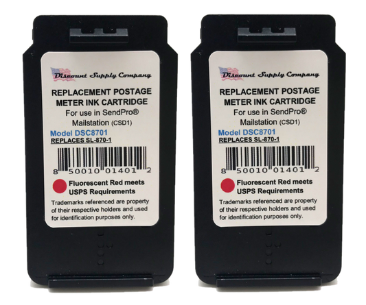 Pitney Bowes 2-Pack Compatible SL-870-1 Red Ink Cartridge for SendPro Mailstation Postage Meter